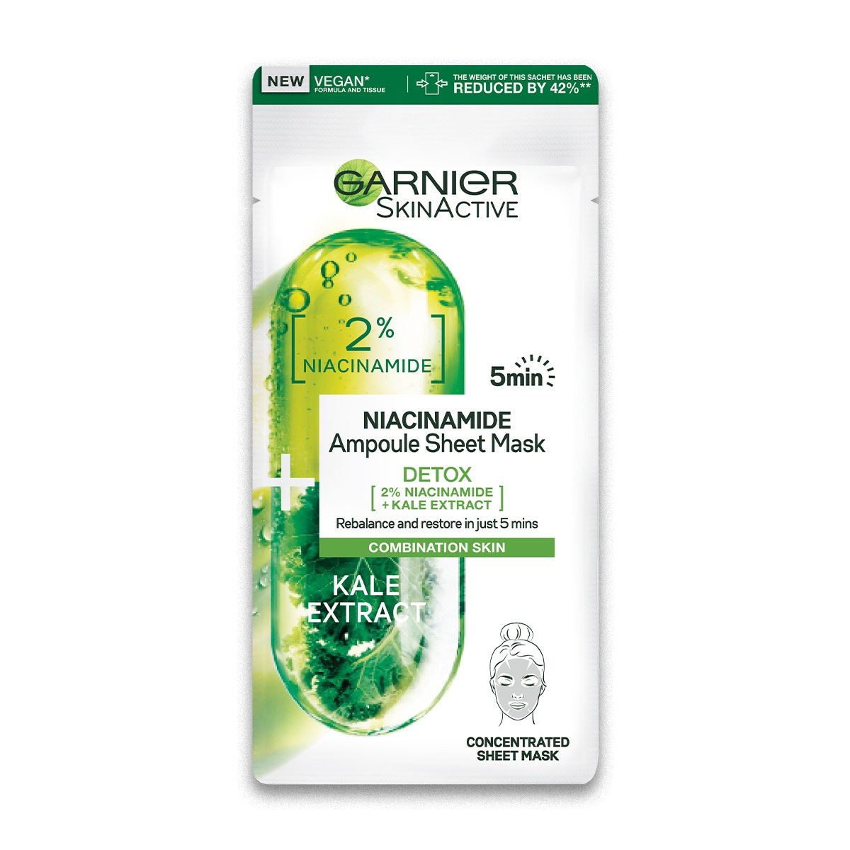Garnier Maschera In Tessuto Ampolla Detox Estratto Cavolo Nero/Niacinamide 1 Pezzo - 1