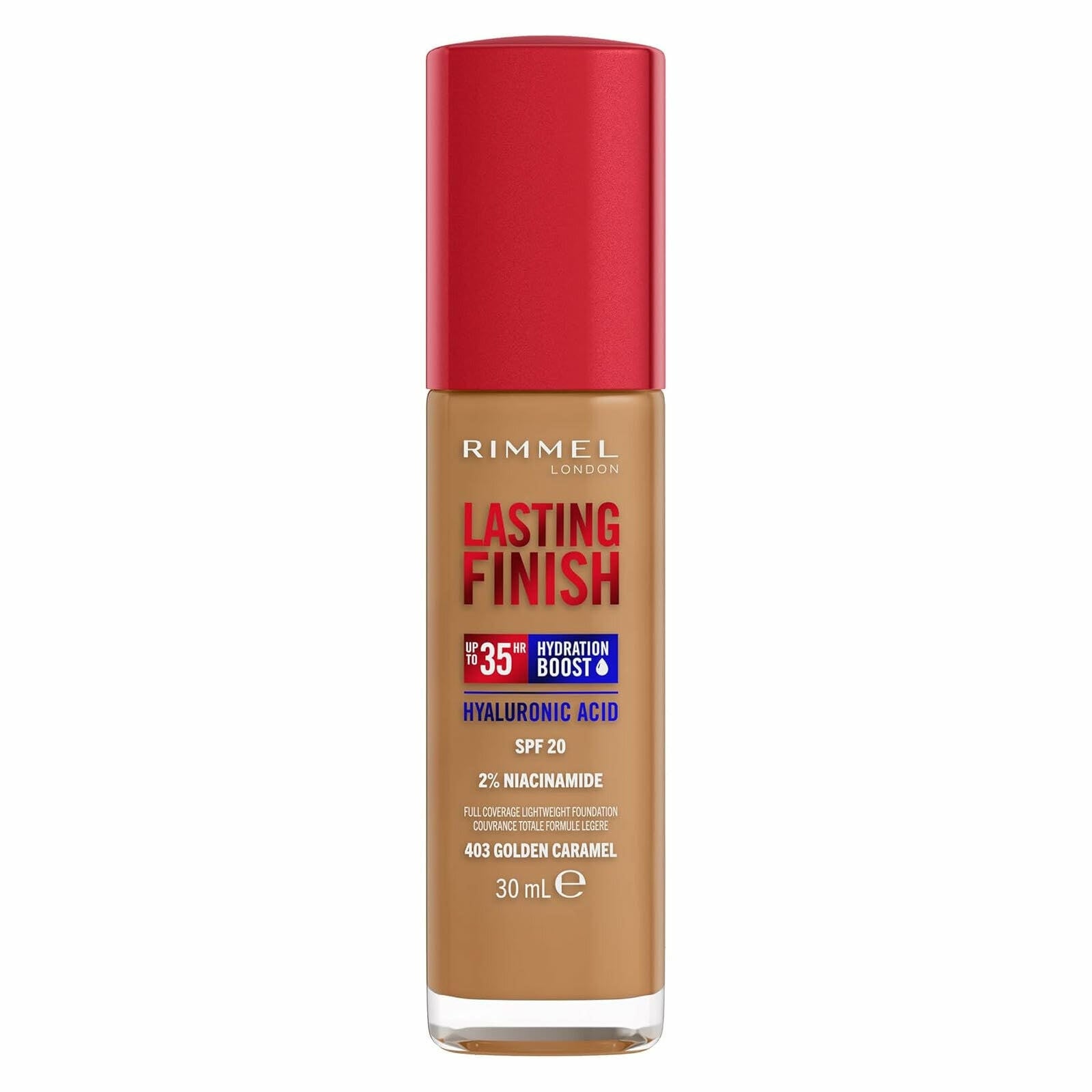 Rimmel Fondotinta Lasting Finish 35h Con Acido Ialuronico 403 Golden Caramel 30ml-1