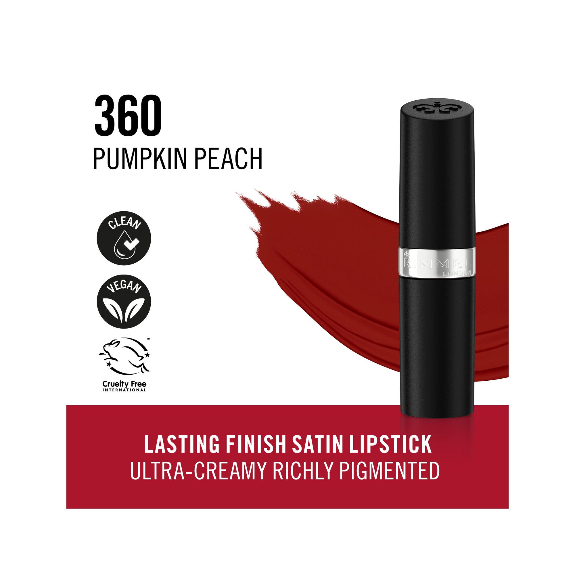 Rimmel Lasting Finish Rossetto Satinato Idratante Formula Vegana 4g 360 Pumpkin Peach-3