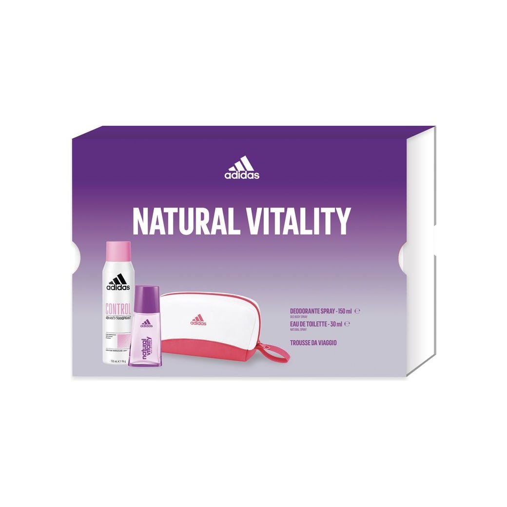 Adidas Cofanetto Natural Vitality Edt 30ml + Deo Spray 150ml + Pochette-1