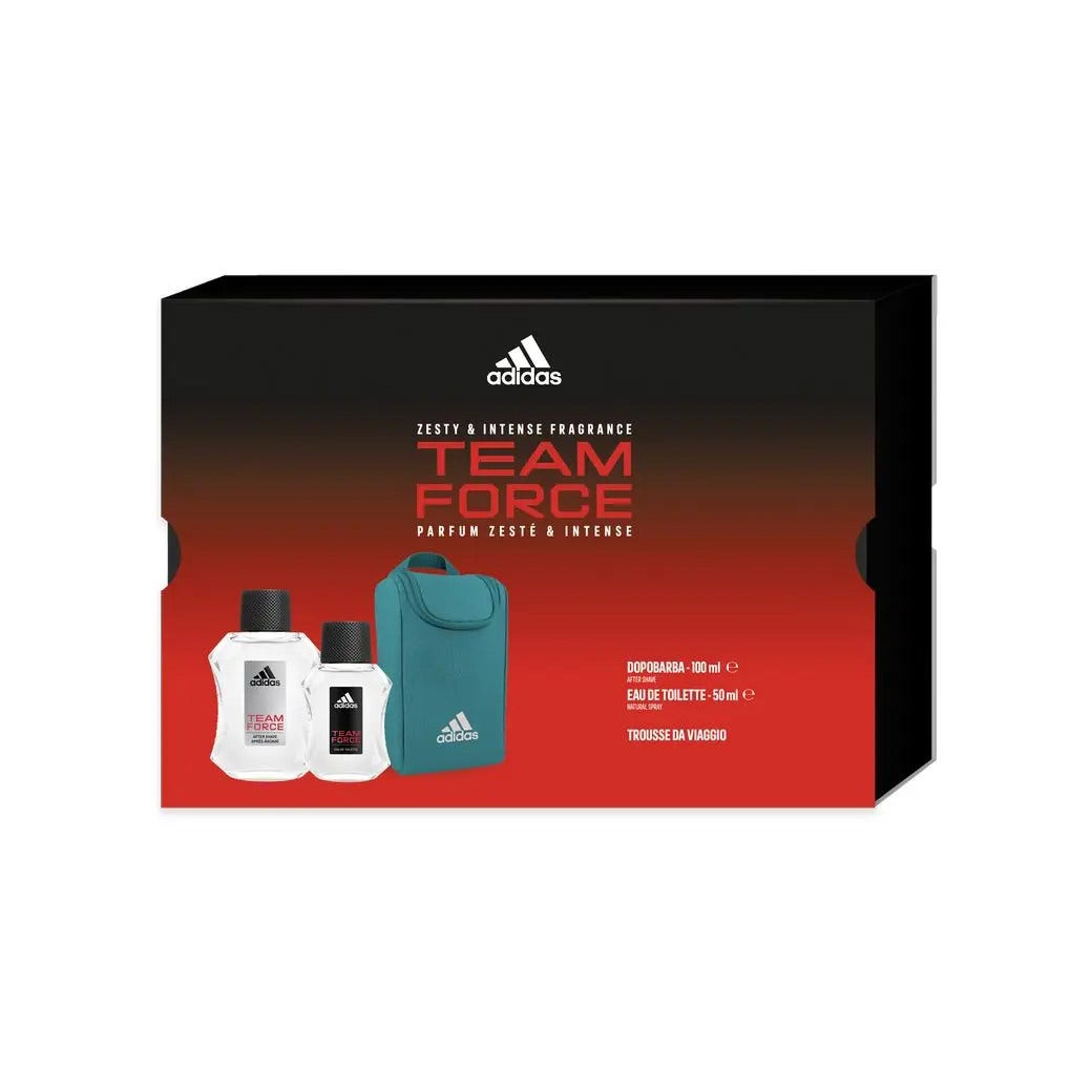 Adidas Cofanetto Team Force Edt 50ml + Dopobarba 100ml + Trousse -1