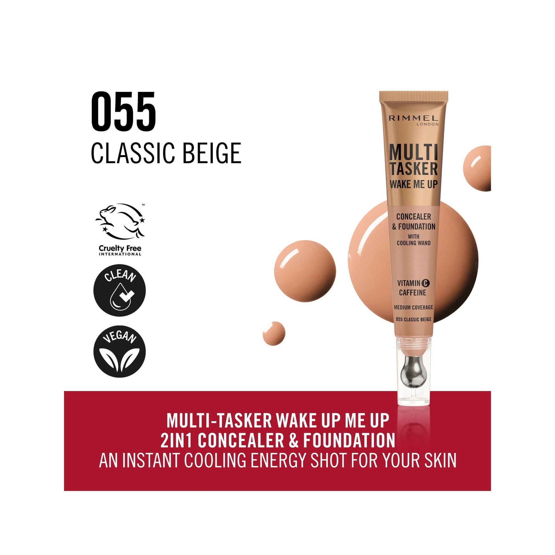 Rimmel Multi-tasker Wake Me Up Correttore & Fondotinta Formula Vegana 055 Classic Beige 20ml-6