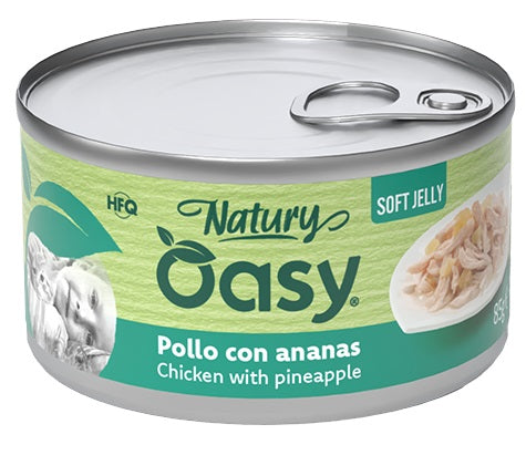 Oasy Wet Cat Natury Soft Jelly Pollo con Ananas Lattina 150 g