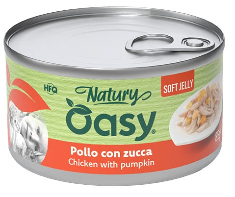 Oasy Wet Cat Natury Soft Jelly Pollo con Zucca Lattina 150 g