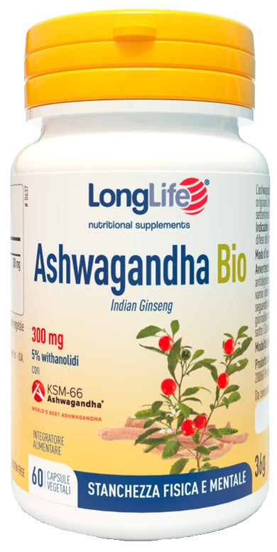 Longlife Ashwagandha Bio 5% 300 mg 60 Capsule Vegetali