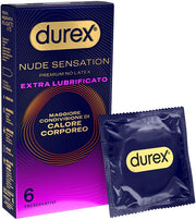 Durex Nude Sensation Regular Extra Lubrificato 6 Pezzi