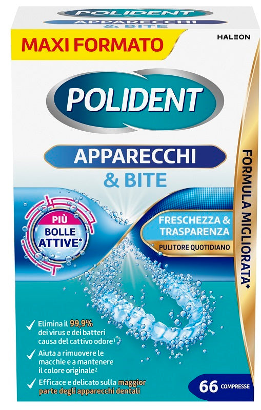 Polident Apparecchi & Bite Pulitore Quotidiano 66 Compresse