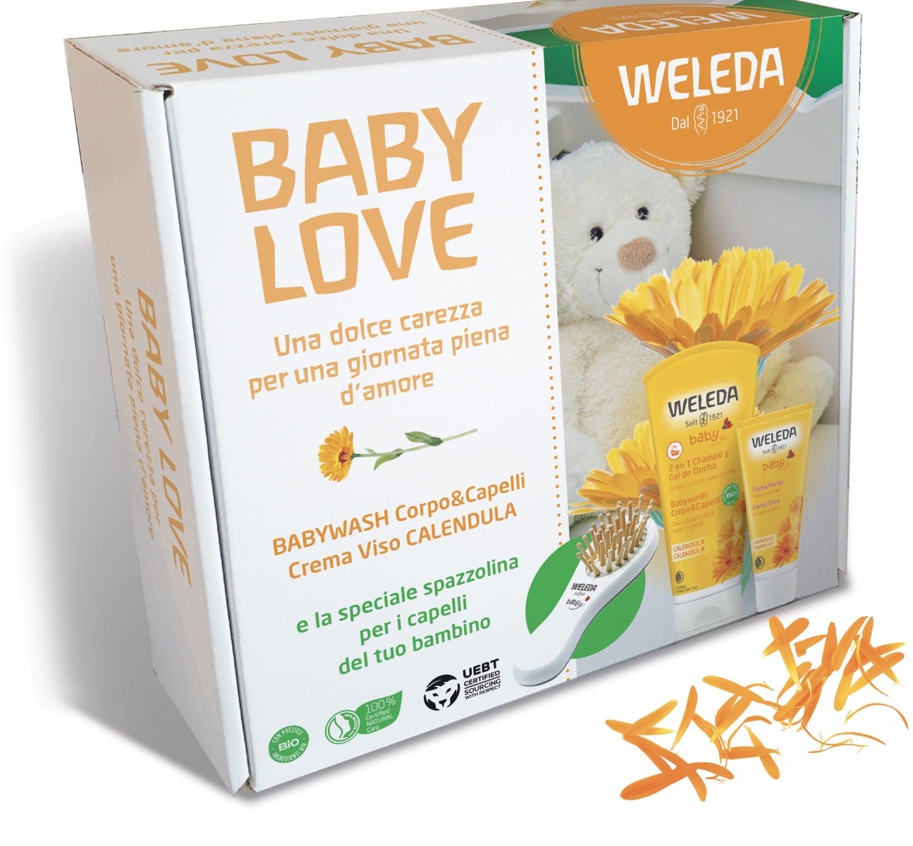 Weleda Cofanetto Baby Bagnoschiuma 50ml  + Crema Viso Calendula 200ml + Spazzolina-1