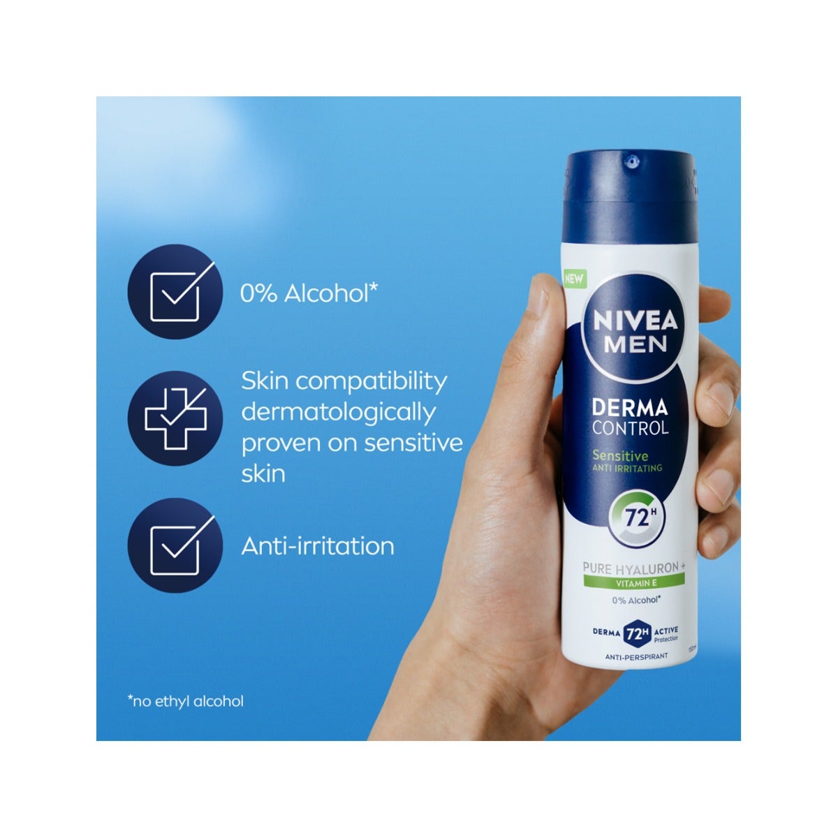 Nivea Men Derma Control Sensitive Deodorante Antitraspirante Spray 72H 150ml-5