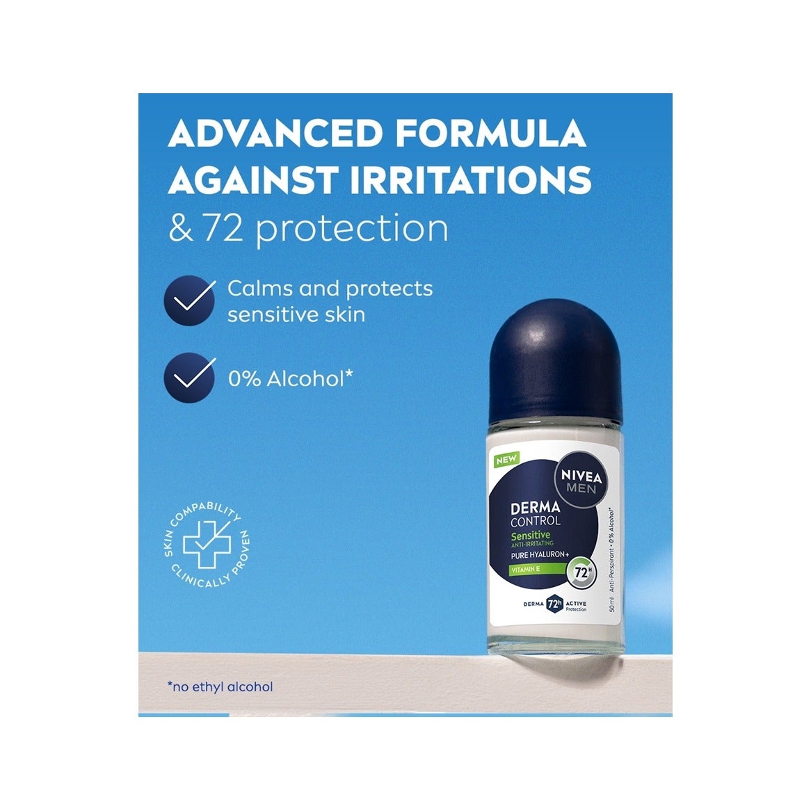 Nivea Men Derma Control Sensitive Deodorante Antitraspirante Roll-On 72H 50ml-3