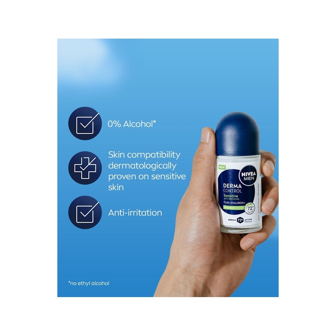 Nivea Men Derma Control Sensitive Deodorante Antitraspirante Roll-On 72H 50ml-5