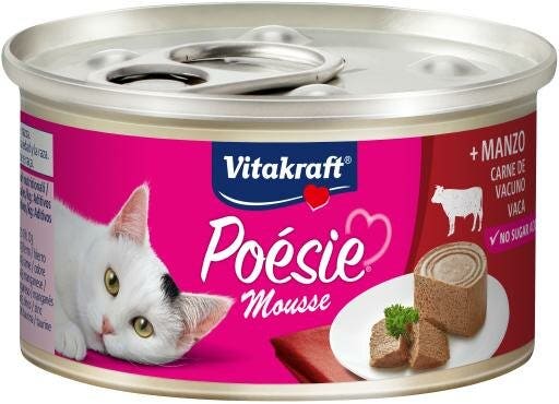 Vitakraft Poesie Mousse Gusto Manzo Cibo Umido Gatti Adulti Scatoletta 85g-2