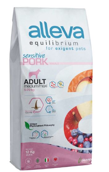 Alleva Equilibrium Dog Adult Sensitive Pork Medium Maxi 12 kg