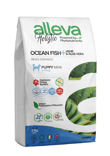 Alleva Holistic Dog Puppy Ocean Fish + Hemp & Aloe Vera Maxi 2 kg