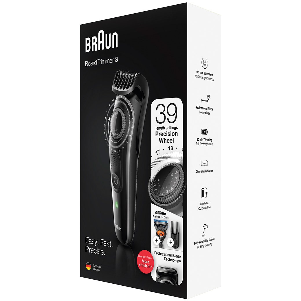 Braun Regolabarba BT 3242 Con Selettore Di Precisione + 2 Pettini E Rasoio Gillette Fusion5 ProGlide - 4