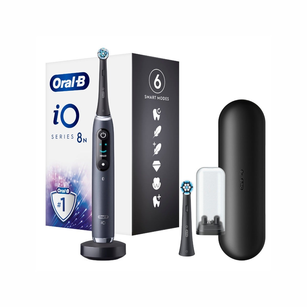 Oral-B Spazzolino Elettrico Ricaricabile iO 8S Nero, 2 Testine, 1 Custodia Da Viaggio, 1 Spazzolino-1