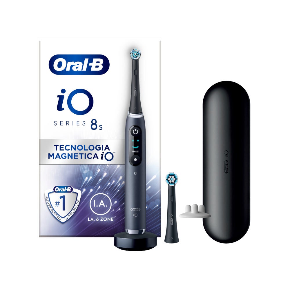 Oral-B Spazzolino Elettrico Ricaricabile iO 8S Nero, 2 Testine, 1 Custodia Da Viaggio, 1 Spazzolino-1