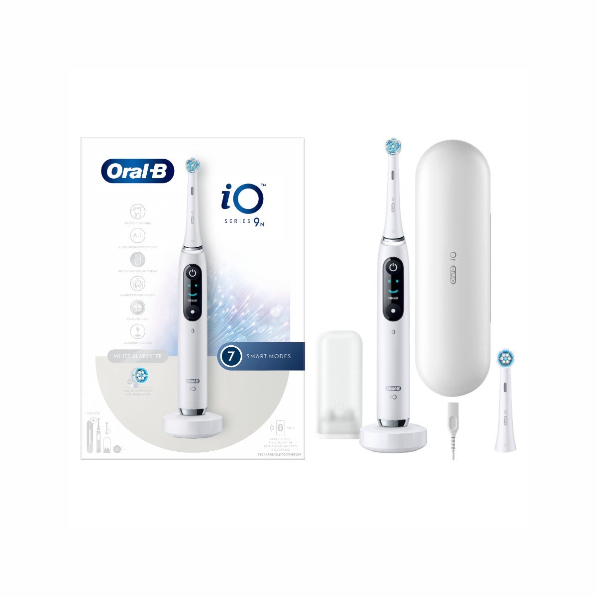 Oral-B Spazzolino Elettrico Ricaricabile iO 9S Bianco, 2 Testine, 1 Custodia Da Viaggio Ricaricabile, 1 Spazzolino-4
