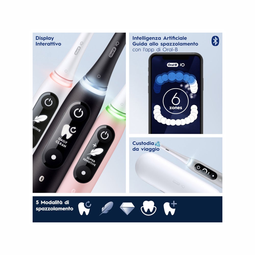 Oral-B iO6 Spazzolino Elettrico Ricaricabile Nero Con Custodia Da Viaggio-16