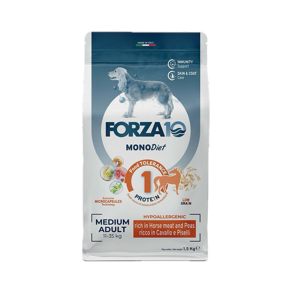 Forza10 Medium Diet Crocchette Al Cavallo E Piselli Per Cani Taglia Media Sacco 1,5kg-1
