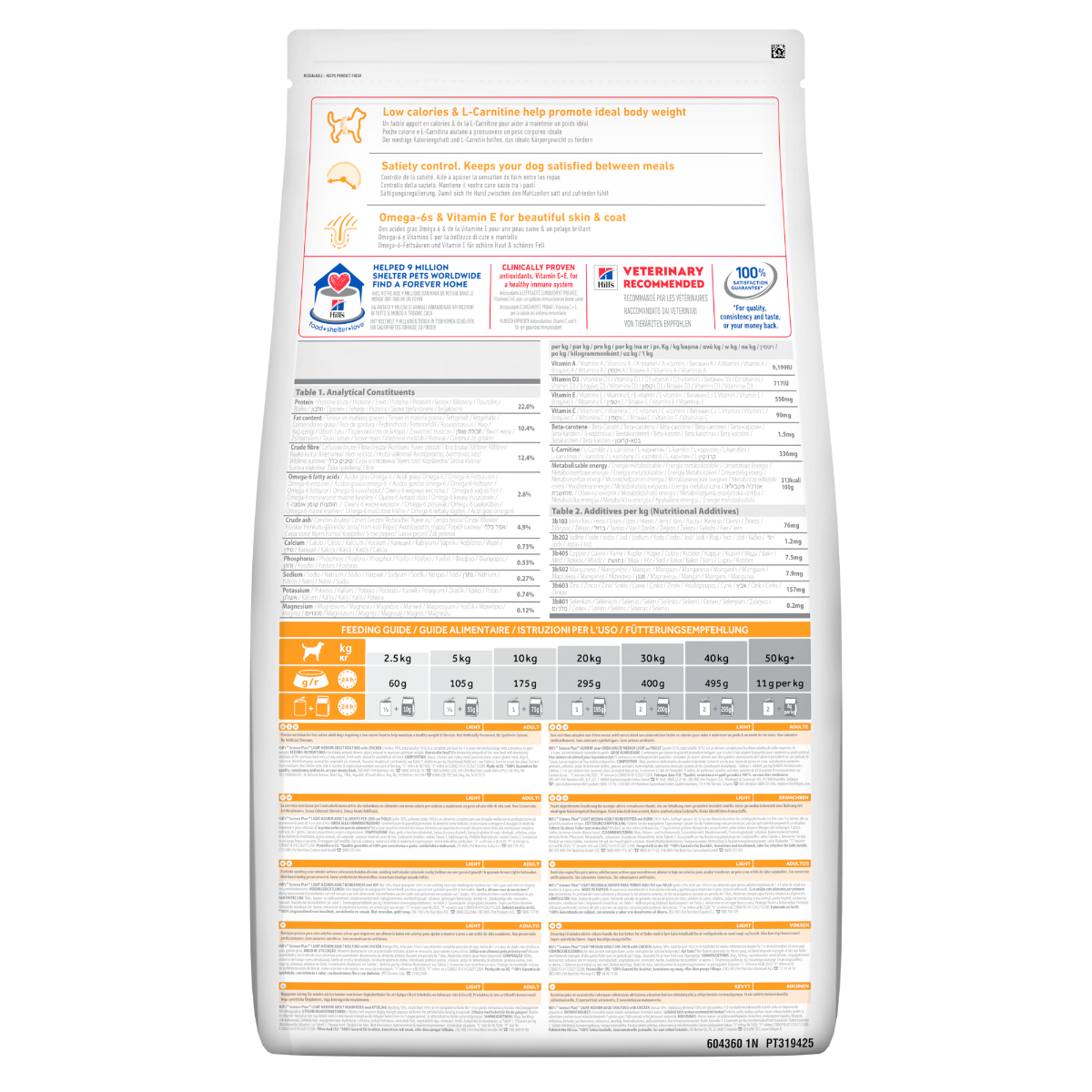 Hill's Science Plan Light Adult Crocchette Con Pollo Per Cani Taglia Media Sacco 14 Kg-1