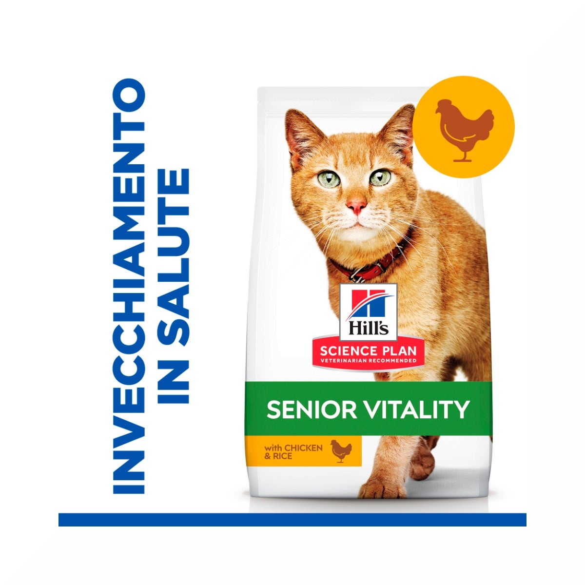 Hill's Science Plan Senior Vitality Adult 7+ Crocchette Per Gatti Con Pollo E Riso 300g-1