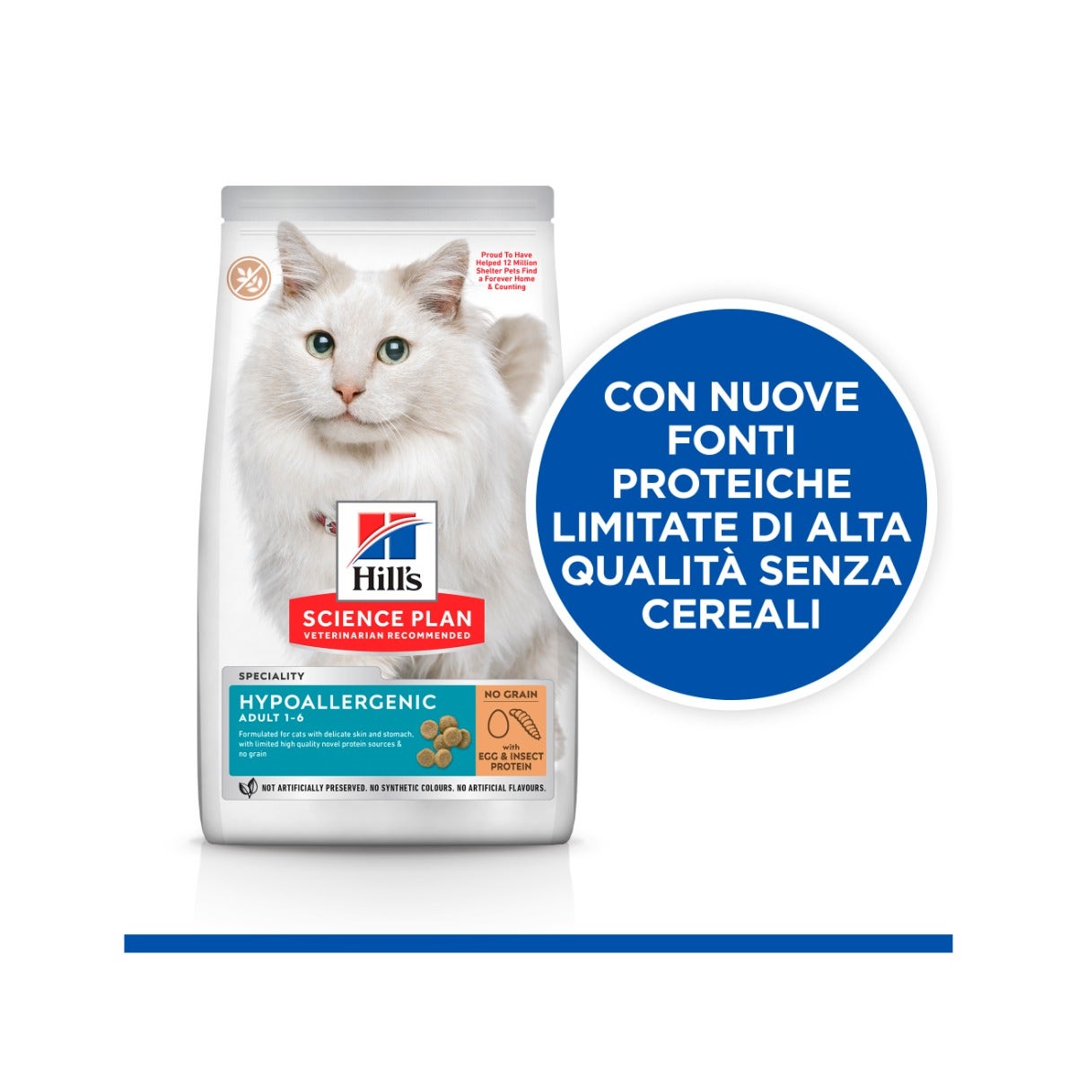 Hill's Science Plan Hypoallergenic Adult Alimento Secco Per Gatti Con Uova E Insetti 1,5Kg-2