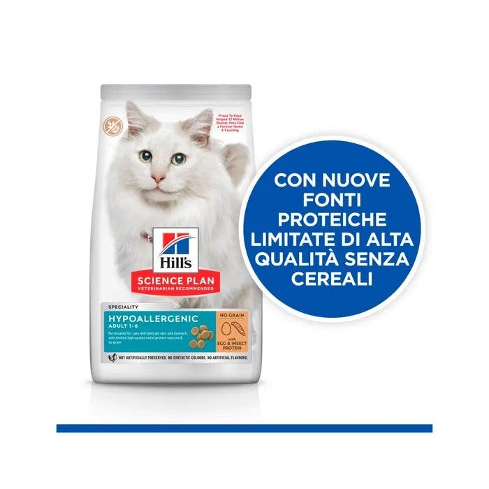 Hill's Science Plan Hypoallergenic Adult Alimento Secco Per Gatti Con Uova E Insetti 1,5Kg-10