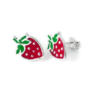 Bioetic Bijoux Orecchino Fragola Smaltata Argento 1 Paio  - 1