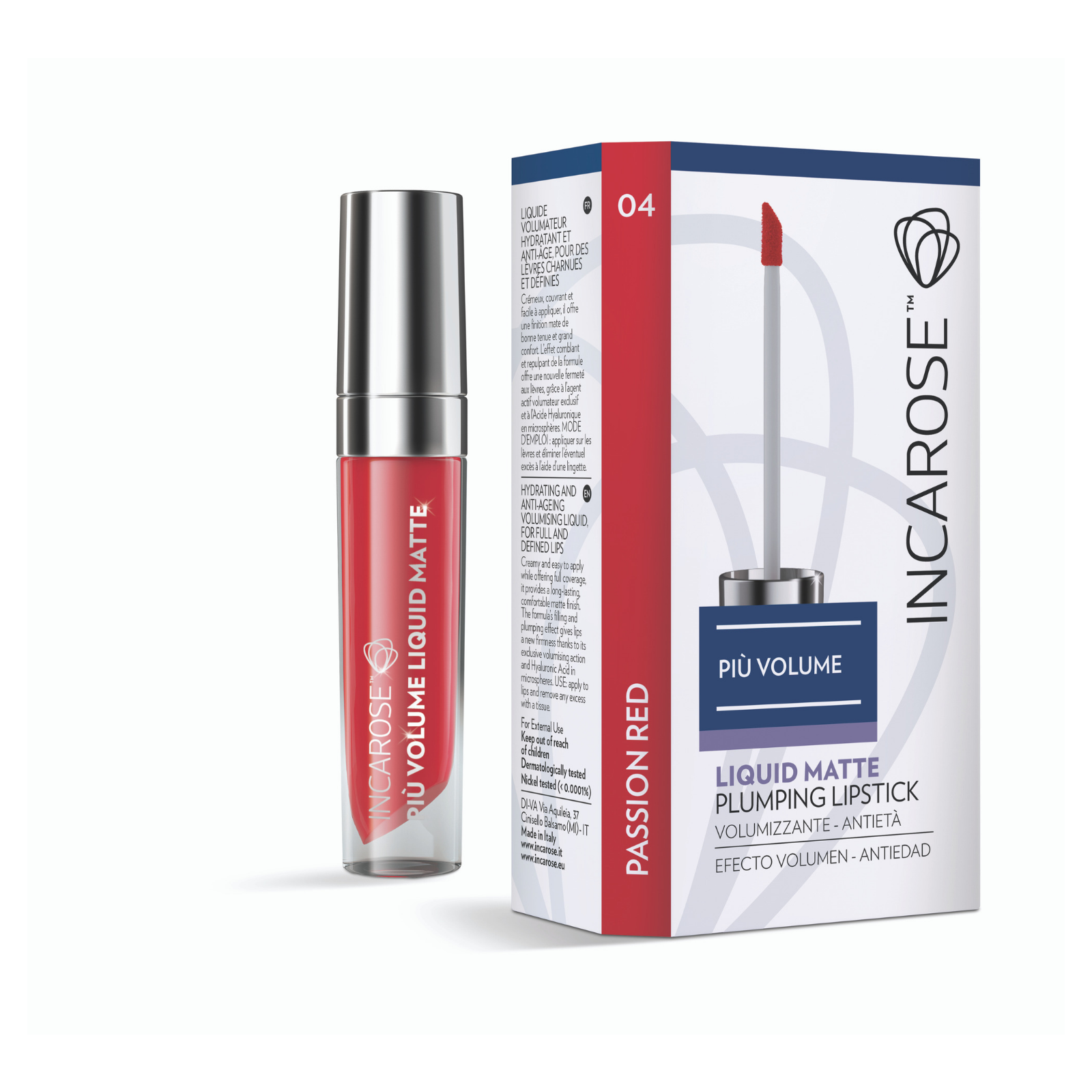 Incarose Più Volume Liquid Matte Plumping Lipstick 04 Passion Red  - 1