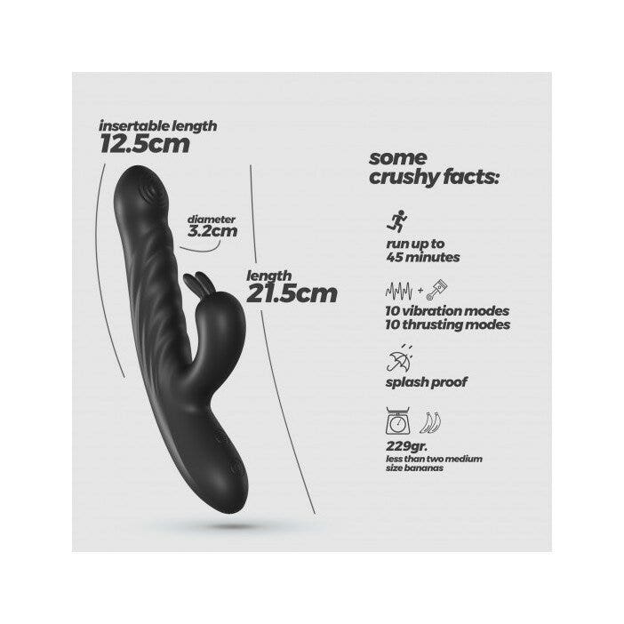 Crushious Lapin Vibratore Rabbit Ricaricabile Con Spinta Nero-8
