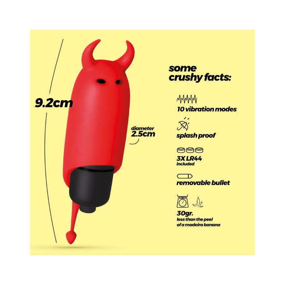 Crushious O-Pet Vibratore Tascabile Diavolo Con Palla A 10 Vibrazioni Rosso-4