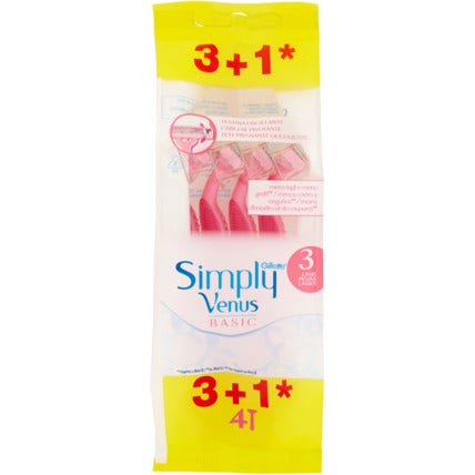 Gillette Simply 3 Venus Basic Rasoi Donna Usa E Getta 3 Pezzi+1 Omaggio-1