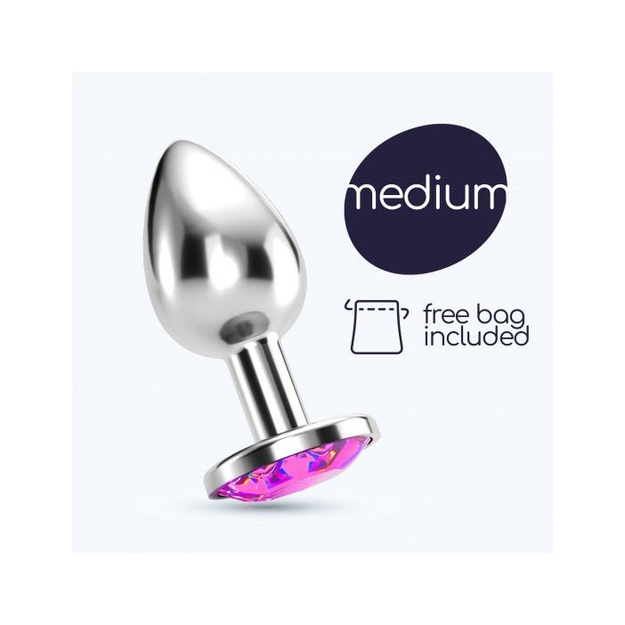 Crushious Plug Anale Gioiello Bijou Rosa Medio con Custodia di Velluto-5