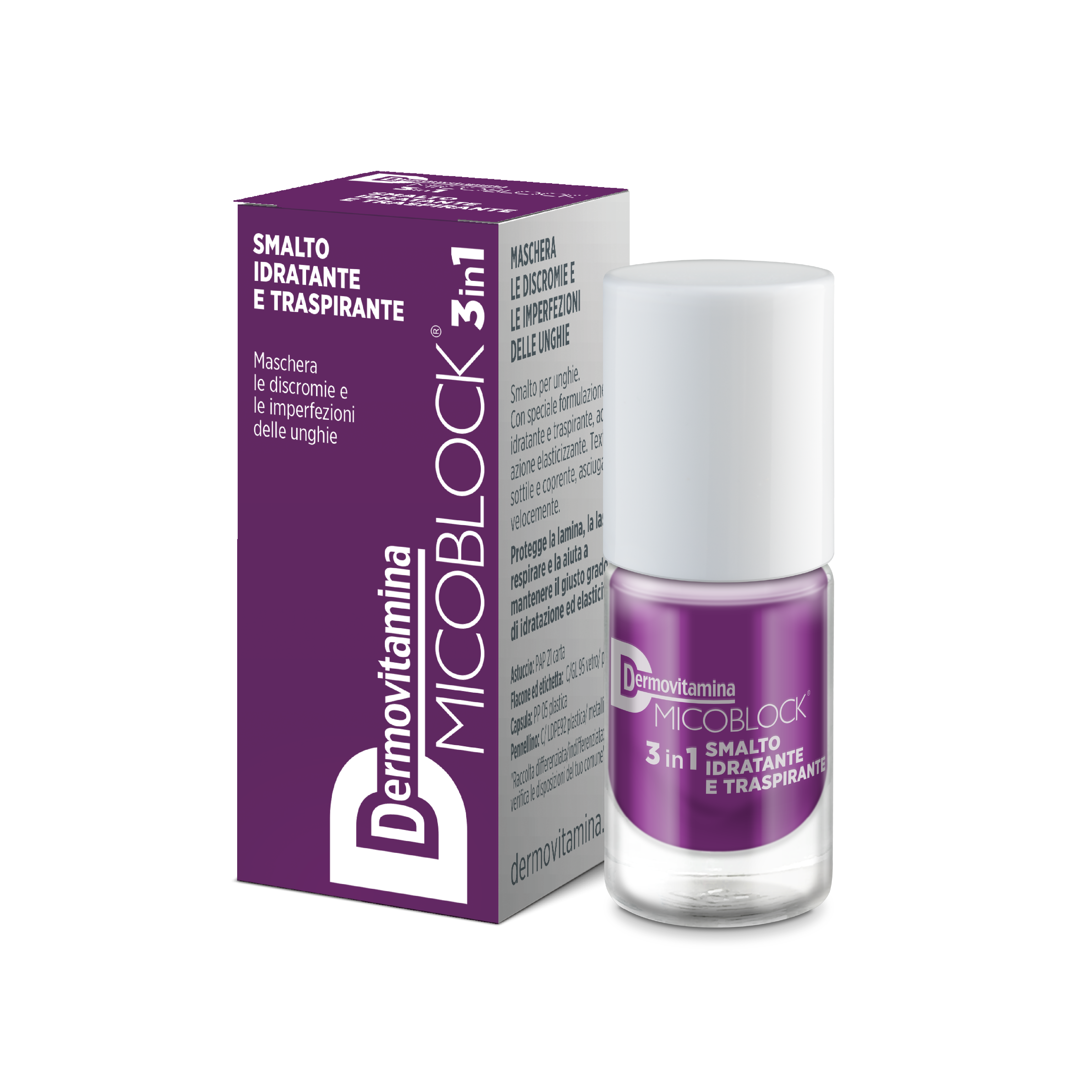 Dermovitamina Micoblock 3 In 1 Smalto Idratante E Traspirante Viola 5ml - 2