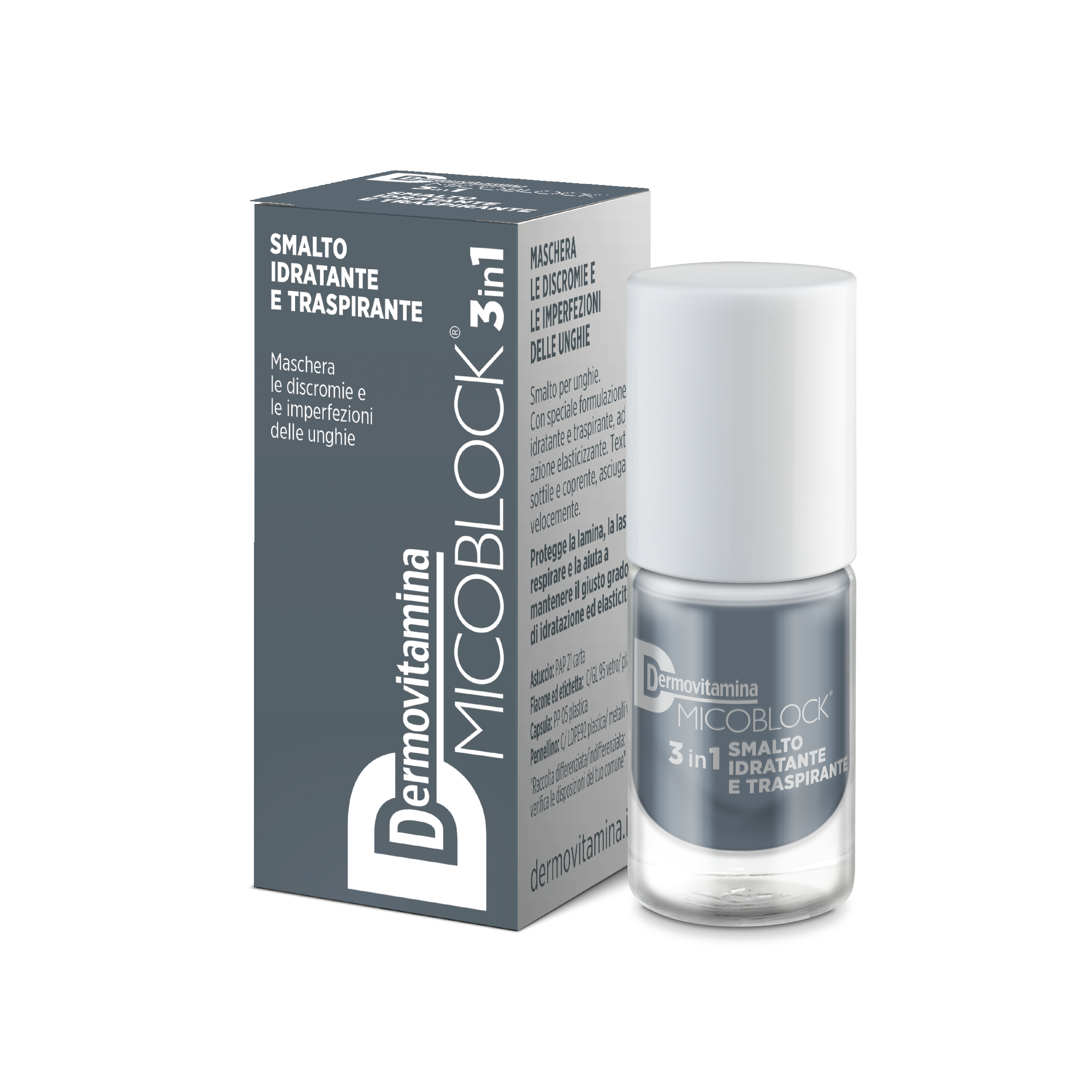 Dermovitamina Micoblock 3 In 1 Smalto Idratante E Traspirante Grigio 5ml - 2