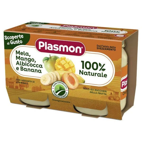 Plasmon Omogeneizzato Scoperte Di Gusto Mela, Mango, Albicocca e Banana 6M+ 2x104g-1