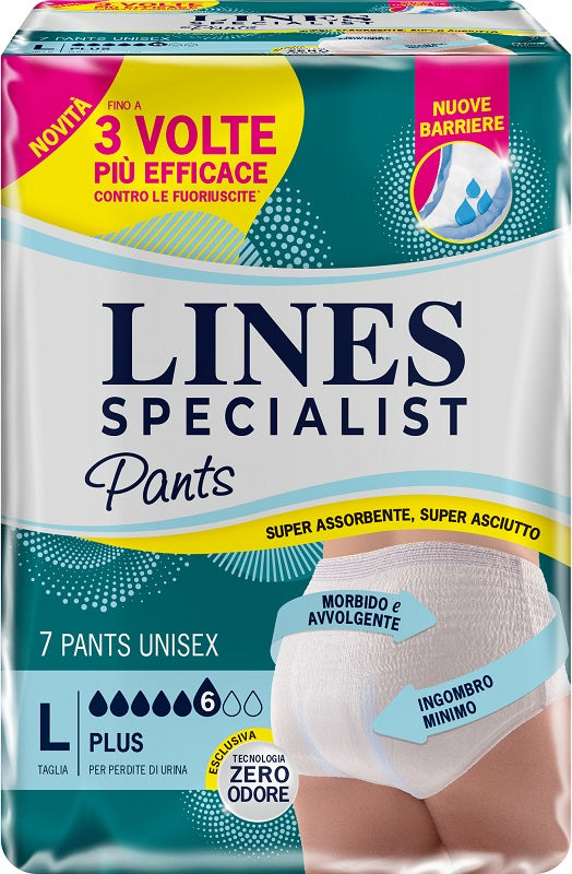Lines Specialist Pants Plus Pannolone Per Incontinenza Unisex Taglia L 7 Pannolini