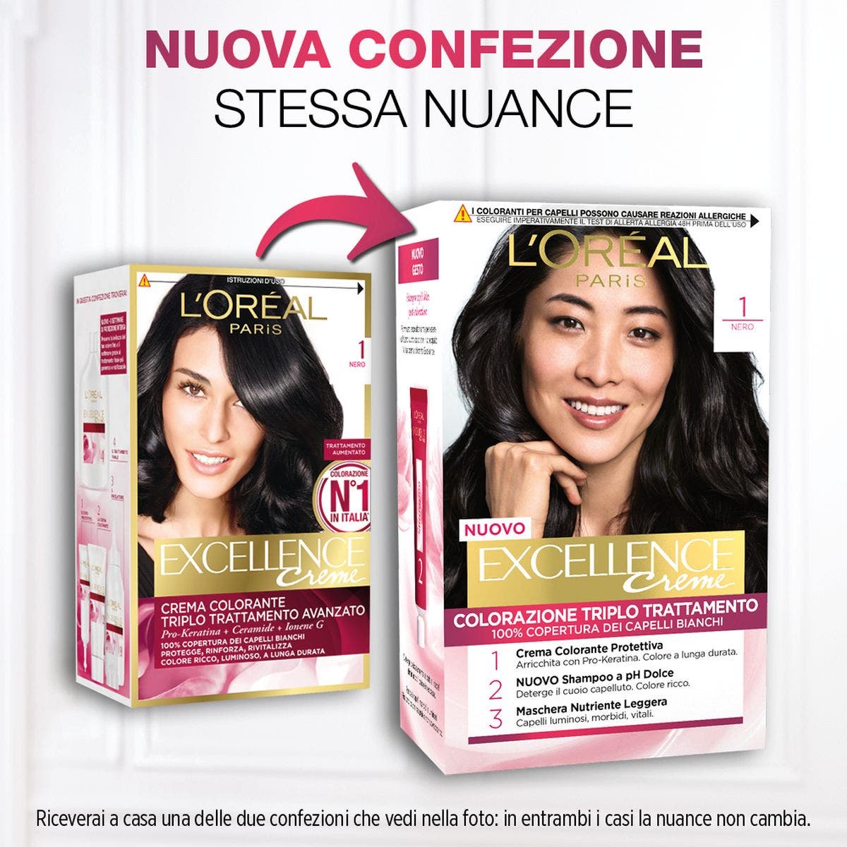 L'Oréal Paris Excellence Tinta Capelli 1 Nero 1 Pezzo  - 2