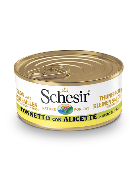 Schesir Tonnetto Con Alicette Lattina Cibo Umido Gatto Adulto 70g-2