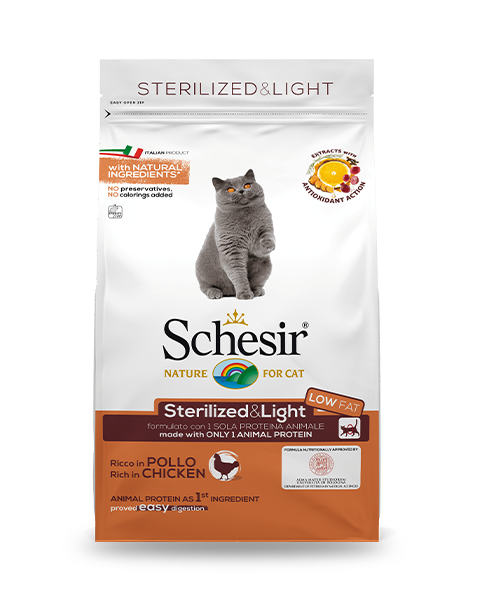 Schesir Sterilized & Ligh Crocchette Gatti Adulti Ricco In Pollo Sacco 400 g-2