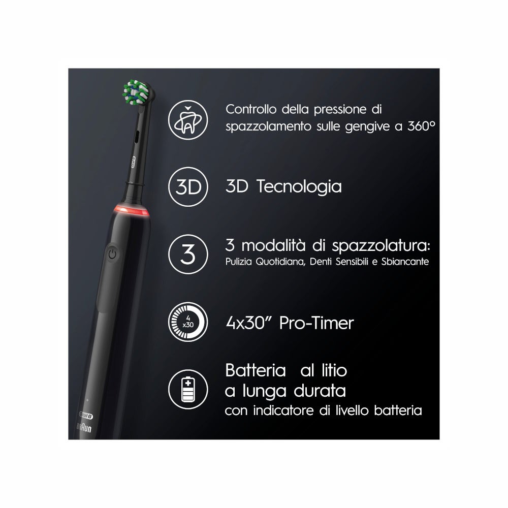 Oral-B Spazzolino Elettrico Ricaricabile Nero Pro3 3000, 1 Custodia Da Viaggio, 2 Spazzolini-17