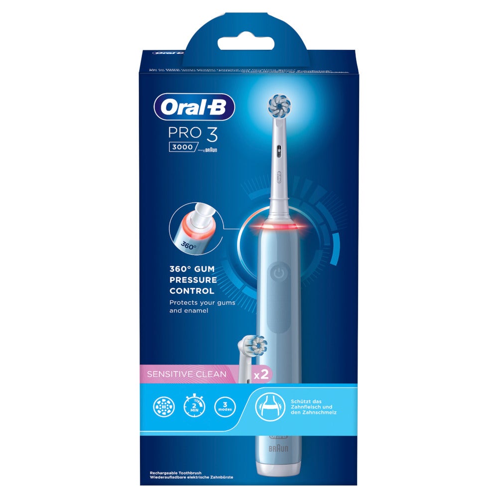 Oral-B Spazzolino Elettrico Ricaricabile Pro 3 3000 Blu, 2 Testine, 1 Spazzolino-4