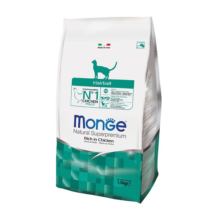 Monge Ricco Di Pollo Hairball Cibo Secco Gatti Adulti Sacco 1,5 Kg-1