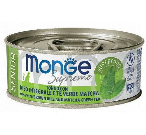Monge Supreme Cibo Umido Tonno Con Riso Integrale/Tè Verde Matcha Per Gatti Senior Scatoletta 80g-2