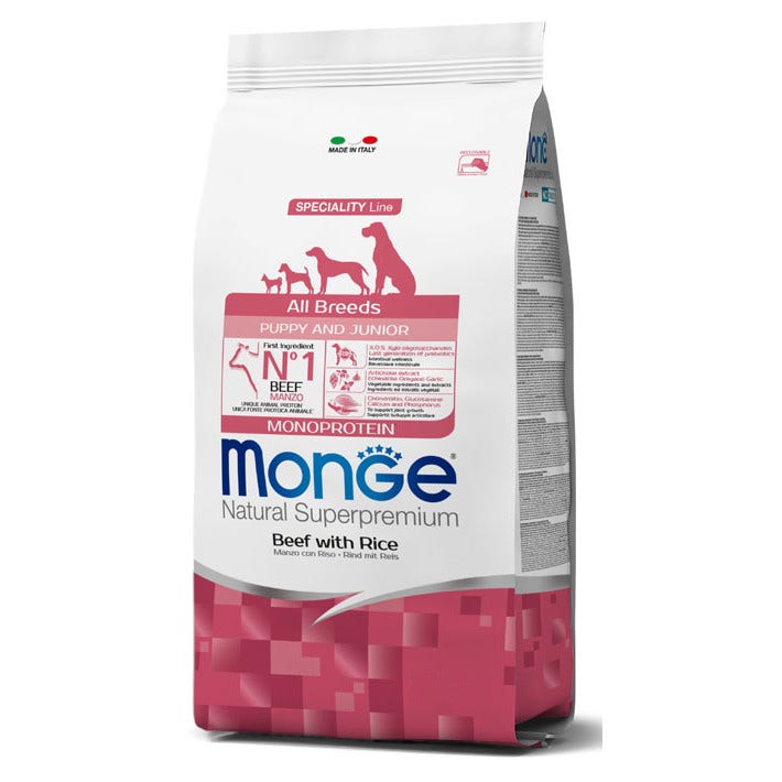 Monge Manzo E Riso Cibo Secco Per Cani Cuccioli Sacco 2,5 Kg-2