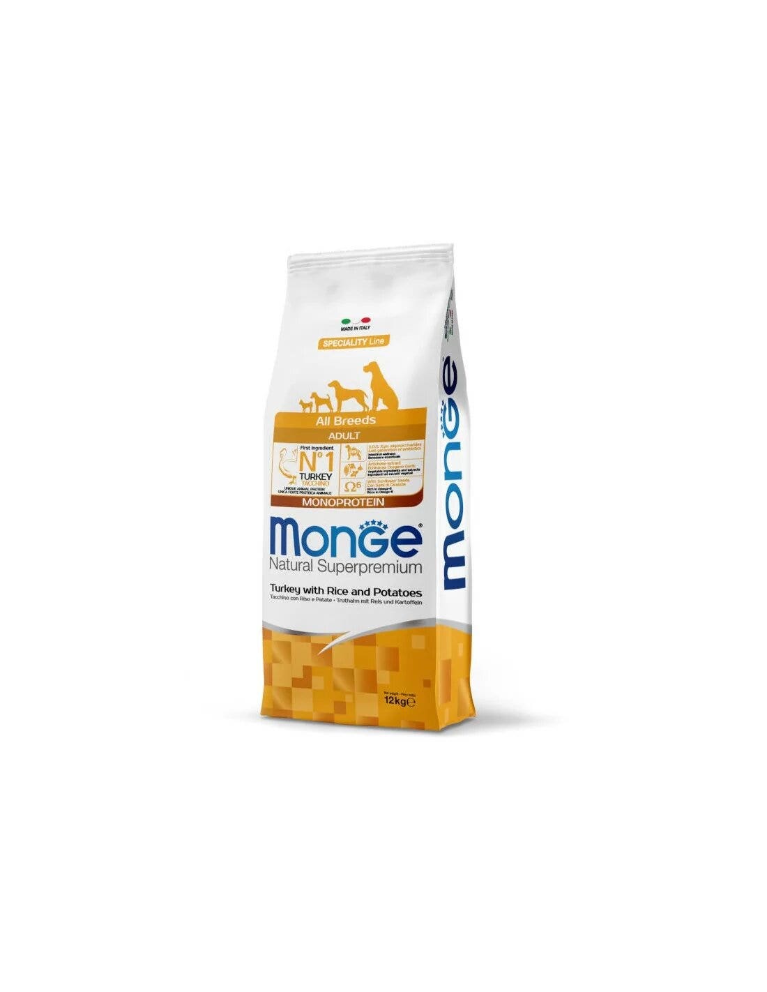 Monge Natural Superpremium Monoprotein Cibo Secco Tacchino Riso E Patate Per Cani Adulti Tutte Le Taglie Sacco 12kg-1