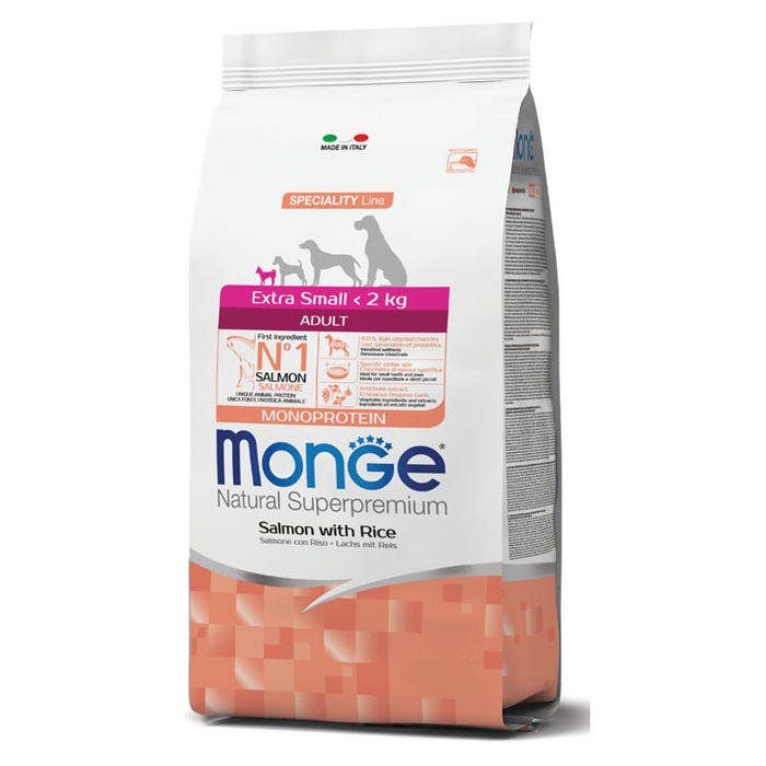 Monge Salmone E Riso Cibo Secco Per Cani Adulti Taglia Molto Piccola Sacco 2,5 Kg-1