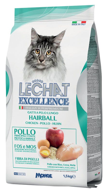 Lechat Excellence Hairball Cibo Secco Pollo Per Gatti Adulti 1,5kg-1