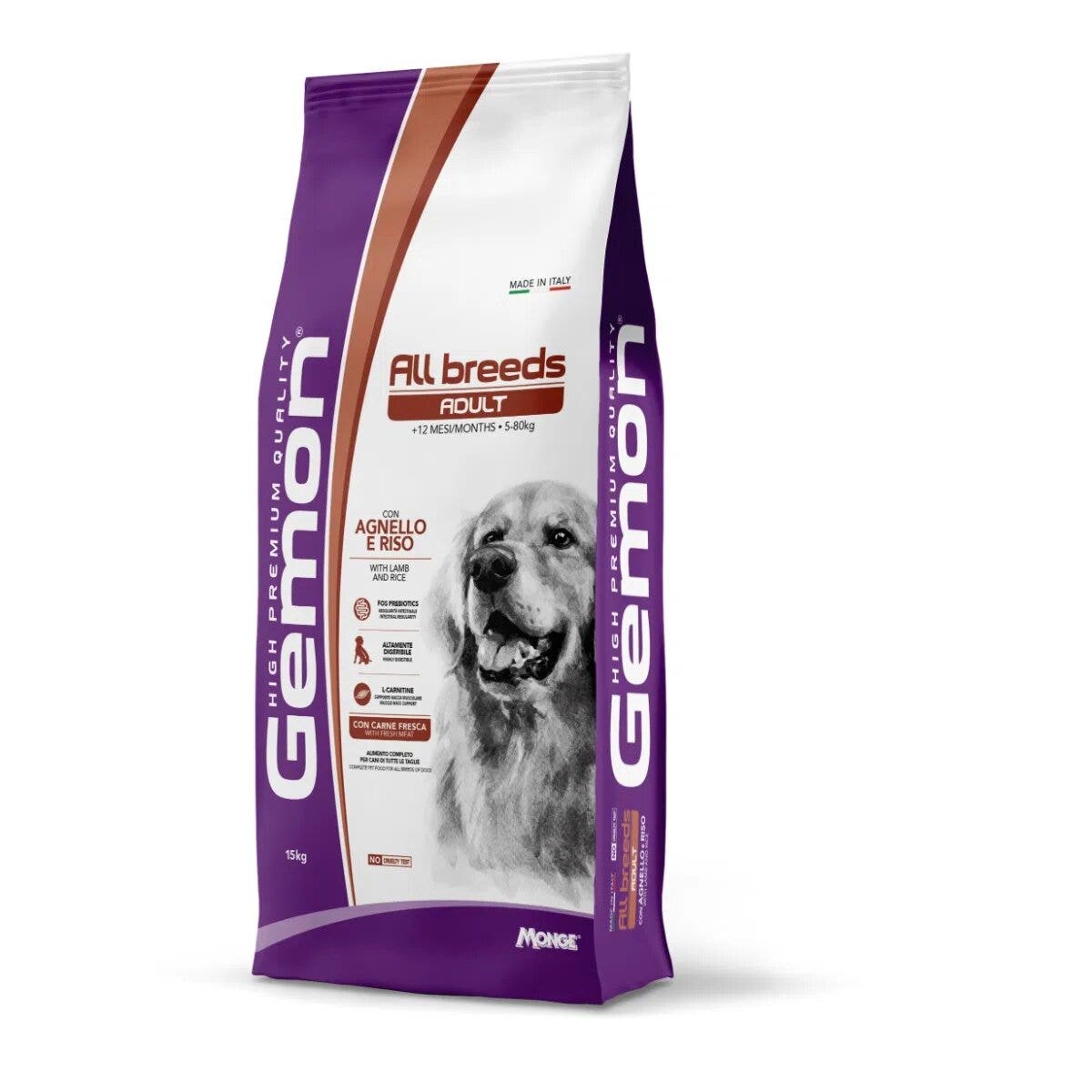 Gemon All Breeds Agnello E Riso Cibo Secco Cani Adulti Sacco 15 Kg-5